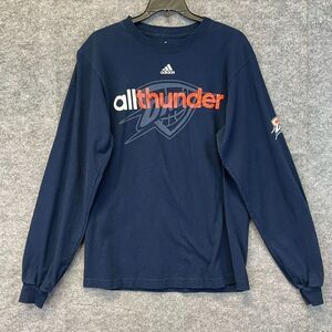 ADIDAS Men’s Long Sleeve T-Shirt OKC Thunder Graphic Navy Blue Size Large